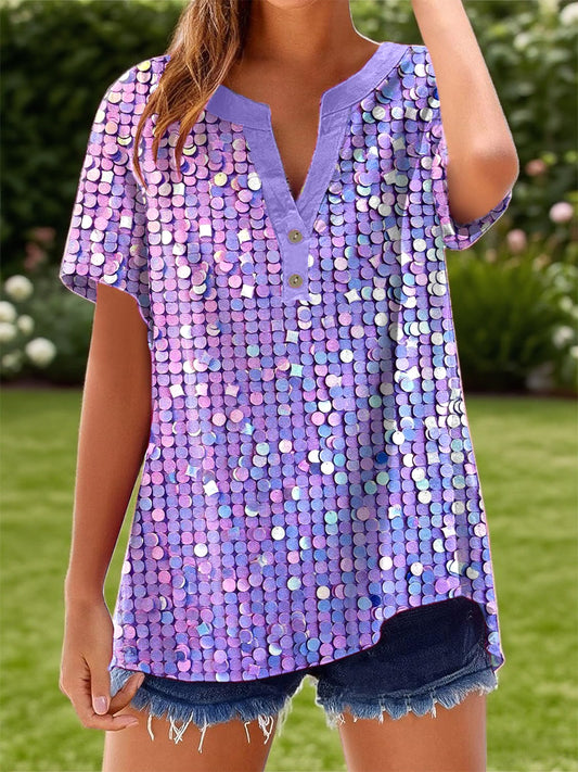 Women's Purple Sequin Inspired Shirt