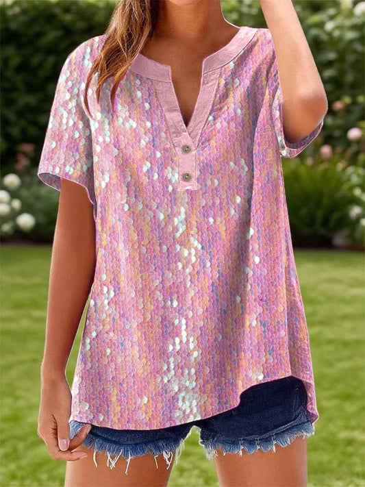 Women's Pink Sequin Inspired Shirt