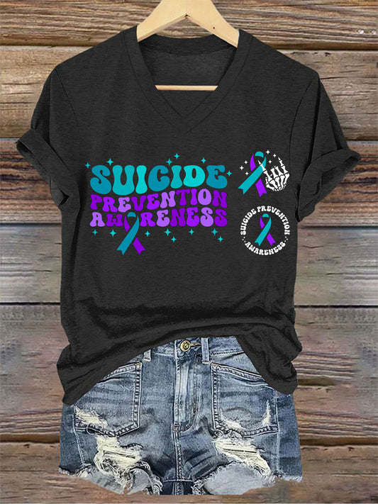 Women's Stay You Matter Printed V-neck T-shirt