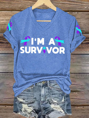 Women's Suicide Prevention Awareness I'm a Survivor Print T-Shirt