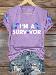 Women's Suicide Prevention Awareness I'm a Survivor Print T-Shirt