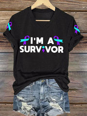 Women's Suicide Prevention Awareness I'm a Survivor Print T-Shirt