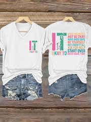 Women's Suicide Prevention Awareness Mental Health Its Okay To Make Mistakes Print T-Shirt