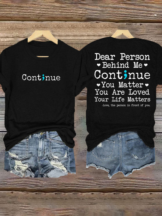Women's Suicide Prevention Awareness Continue You Matter T-Shirt