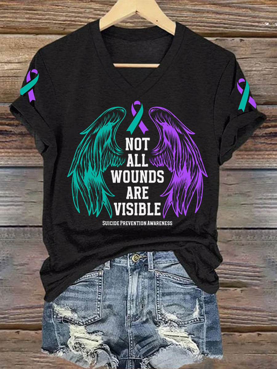 Women's Suicide Prevention Awareness Not All Wounds Are Visible T-Shirt