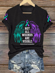 Women's Suicide Prevention Awareness Not All Wounds Are Visible T-Shirt
