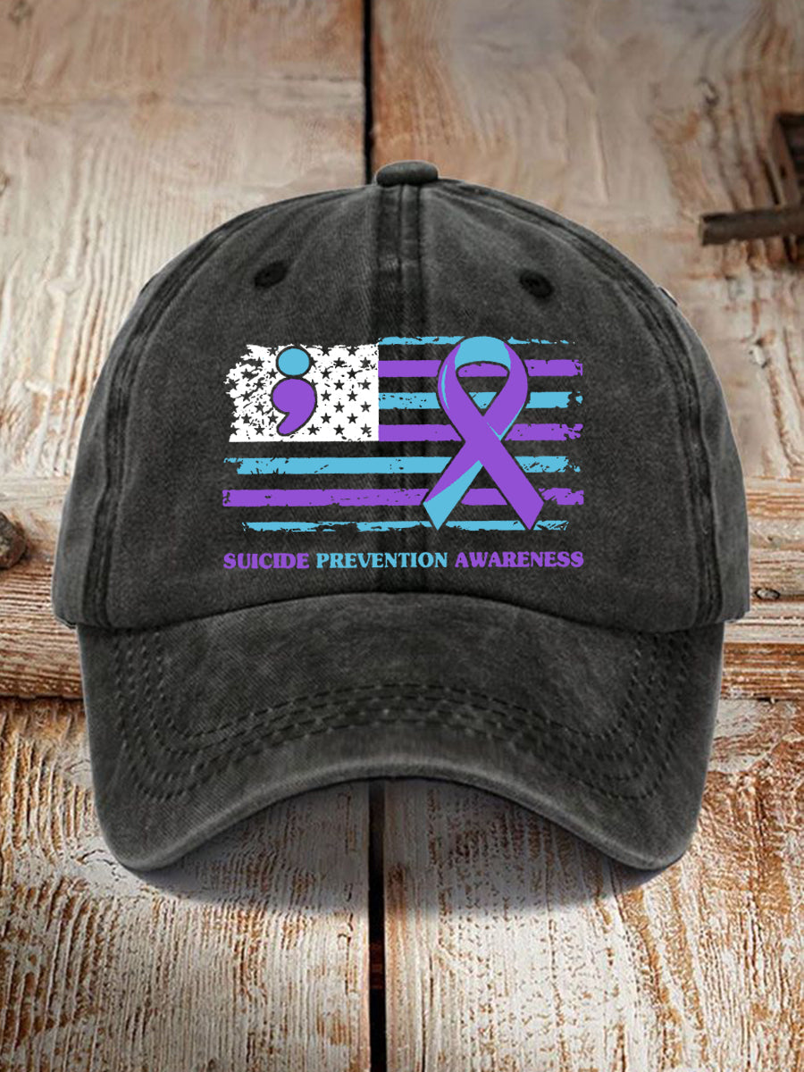 Unisex Suicide Prevention Awareness American Flag Baseball Hat