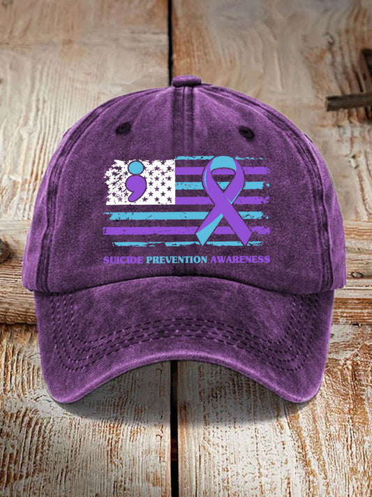 Unisex Suicide Prevention Awareness American Flag Baseball Hat