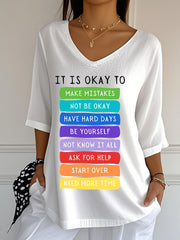 Women's Suicide Prevention Awareness Mental Health Its Okay To Make Mistakes Mid-Sleeve T-Shirt