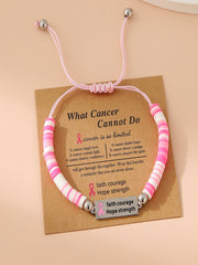 Women's Courage Strength Pink Ribbon Breast Cancer Awareness Bracelet