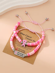 Women's Courage Strength Pink Ribbon Breast Cancer Awareness Bracelet