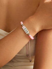 Women's Courage Strength Pink Ribbon Breast Cancer Awareness Bracelet