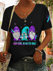 Women's Suicide Prevention Awareness Gnomes Keep Going T-Shirt