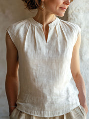 Women's Simple Solid Color Linen Shirt