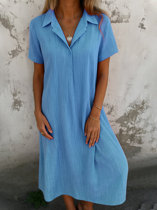 Women's Fashion Simple Linen Midi Dress
