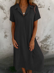 Women's Fashion Simple Linen Midi Dress