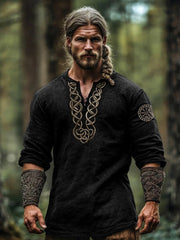 Men's Viking three-quarter-sleeve cotton and linen top