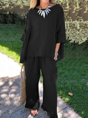 Women's Simple Solid Color Linen Set