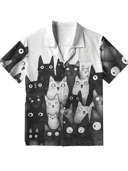 Men's Funny Cats' Gaze Button Shirt
