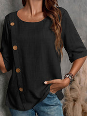 Women's cotton and linen casual T-shirt