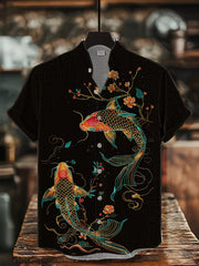 Men's Japanese Art Casual Short Sleeve Shirt