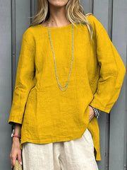 Women's Simple Solid Color Linen Shirt