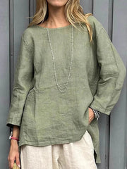 Women's Simple Solid Color Linen Shirt