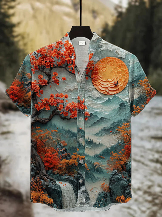 Men's Artistic Landscape Short-sleeved Shirt