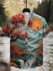 Men's Artistic Landscape Short-sleeved Shirt