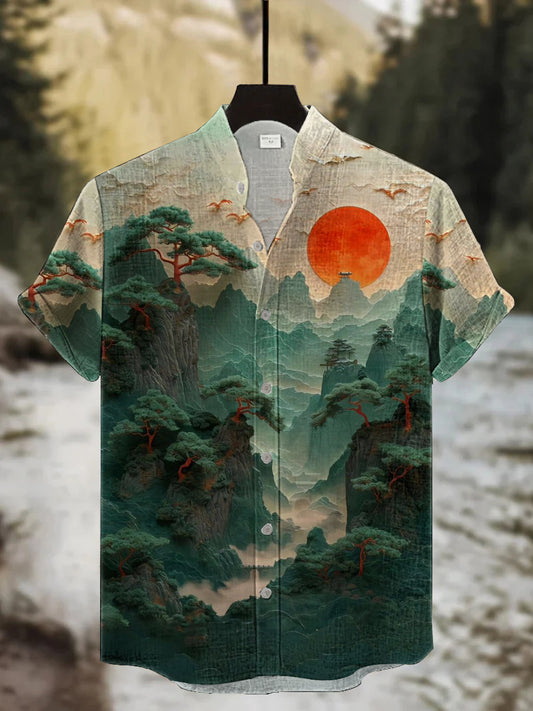 Men's Artistic Landscape Short-sleeved Shirt