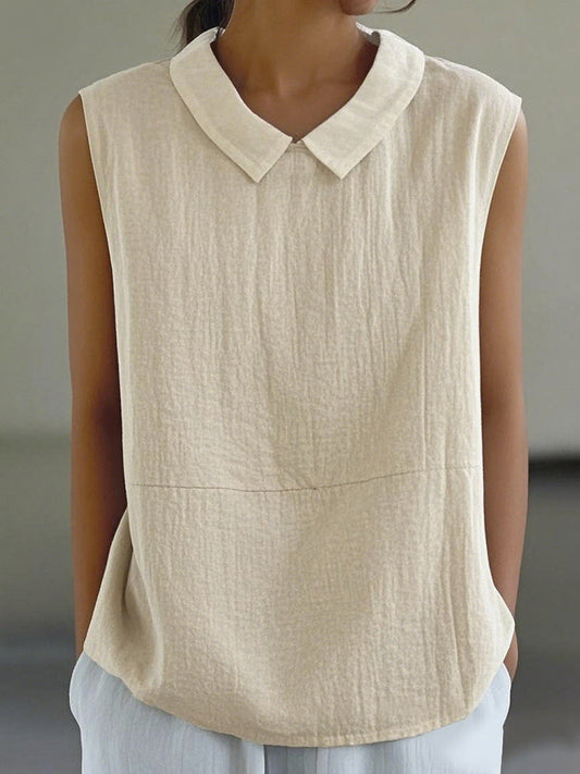 Women's Simple Solid Linen Sleeveless Shirt