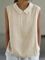 Women's Simple Solid Linen Sleeveless Shirt