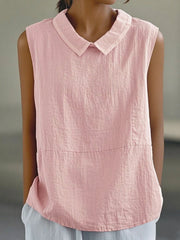 Women's Simple Solid Linen Sleeveless Shirt