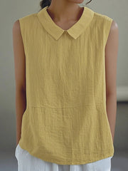 Women's Simple Solid Linen Sleeveless Shirt