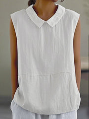 Women's Simple Solid Linen Sleeveless Shirt