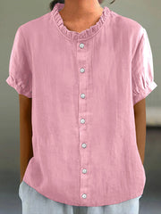 Women's Elegant Ruffled Linen Shirt