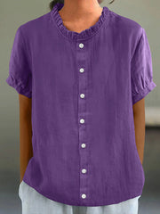 Women's Elegant Ruffled Linen Shirt