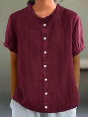 Women's Elegant Ruffled Linen Shirt