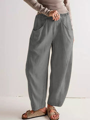 Women's Simple Solid Color Linen Pants