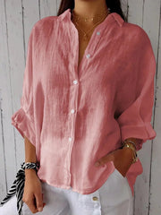Women's Simple Solid Color Linen Shirt