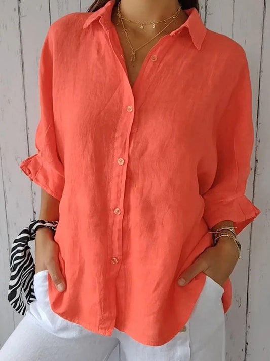Women's Simple Solid Color Linen Shirt