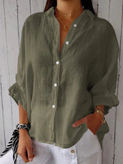 Women's Simple Solid Color Linen Shirt