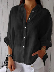 Women's Simple Solid Color Linen Shirt