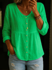 Women's Simple Solid Color Linen Shirt