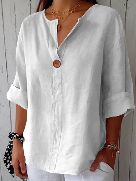 Women's Simple Solid Color Linen Shirt