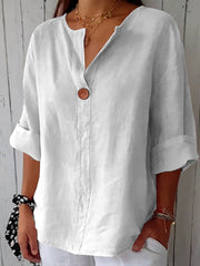 Women's Simple Solid Color Linen Shirt