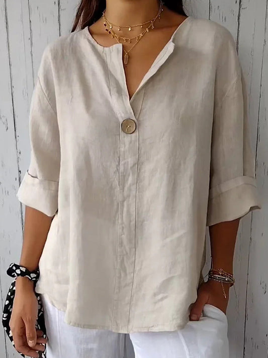 Women's Simple Solid Color Linen Shirt