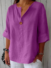Women's Simple Solid Color Linen Shirt