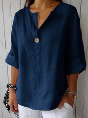 Women's Simple Solid Color Linen Shirt