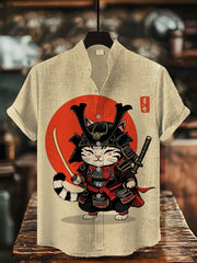 Men's Japanese Art Cat Printed Shirt